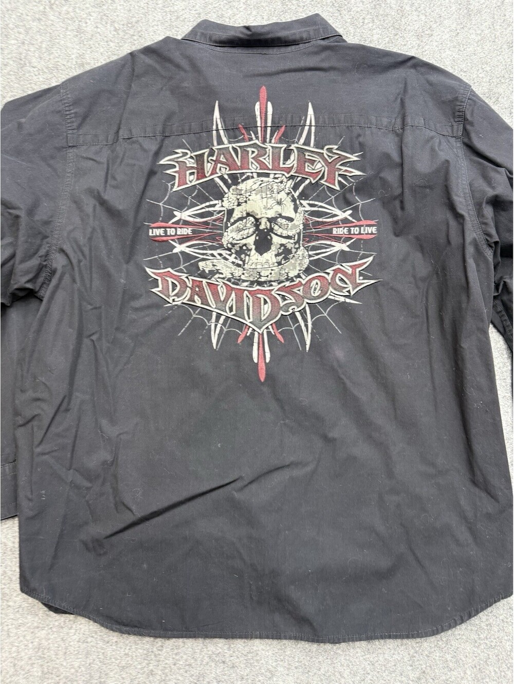 Harley Davidson Men’s Long Sleeve Button Down Shirt Soft Cotton Size 2XL